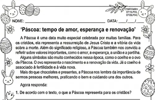 atividade páscoa interpretação