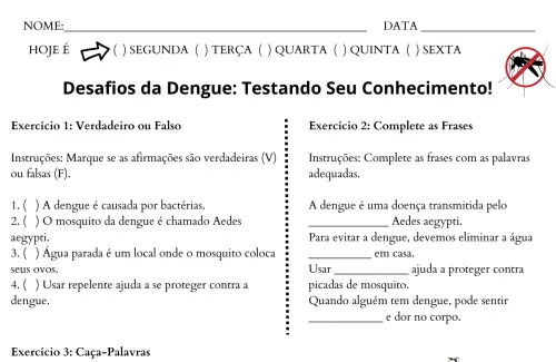 atividade sobre a dengue