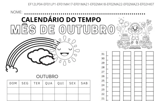 calendário do tempo mês de outubro