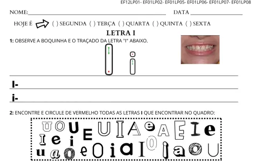 atividade da letra i