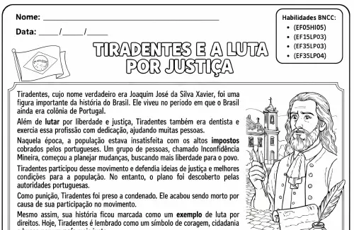 atividade sobre tiradentes