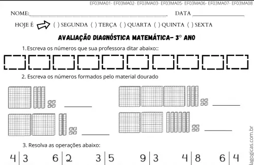 Avaliação Diagnnóstica 3º Ano Matemática