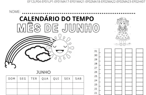 calendário do tempo mês de junho