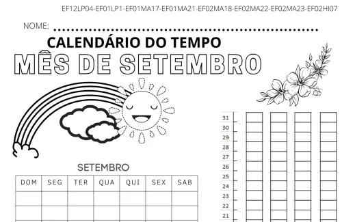 calendário do tempo mês de setembro