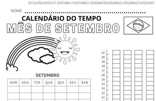 Calendário do Tempo Setembro 2026