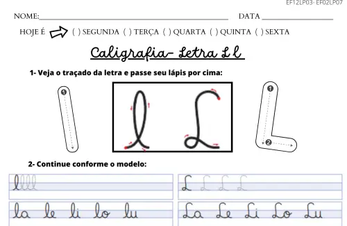 atividade de caligrafia letra L