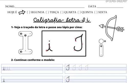 atividade de caligrafia letra I