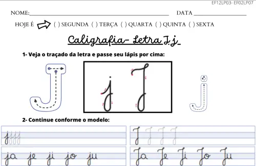 atividade de caligrafia letra J