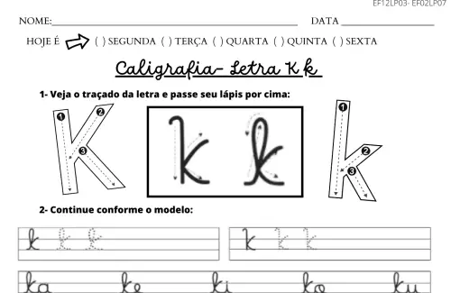 atividade de caligrafia letra K