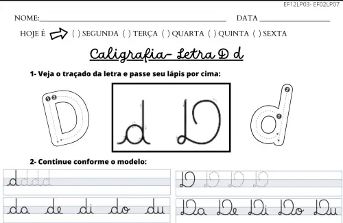 atividade de caligrafia letra D