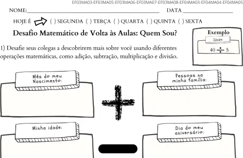 atividade volta às aulas desafio matemático