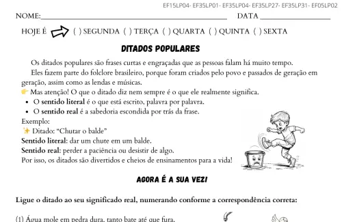 atividade ditados populares folclore