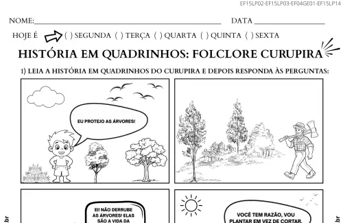 atividade curupira quadrinhos