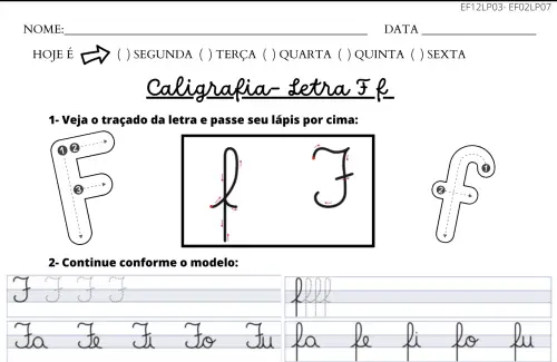 atividade de caligrafia letra f