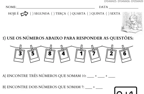 Atividades de Matemática 1º ano: adição, sequência numérica