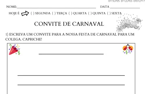 atividade convite de carnaval 