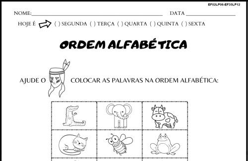 ordem alfabética