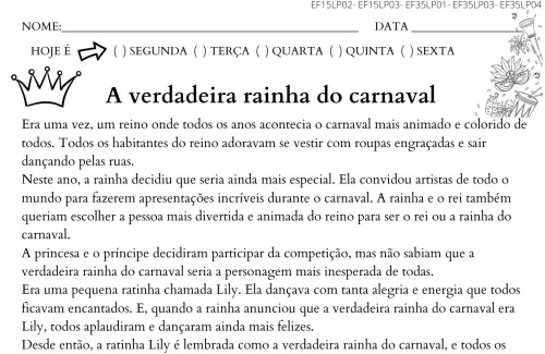 atividade carnaval interpretação 