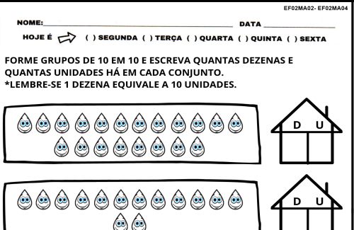 atividade 2º ano dia mundial da água dezenas