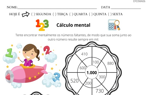 atividade cálculo mental 