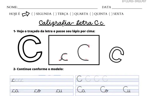 atividade de caligrafia letra C