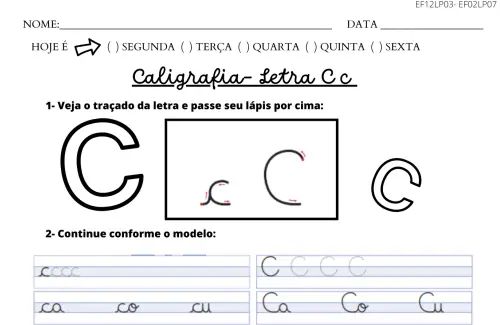 atividade de caligrafia letra c