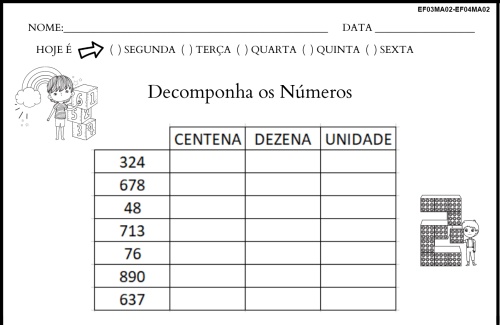 decomposição de numerais