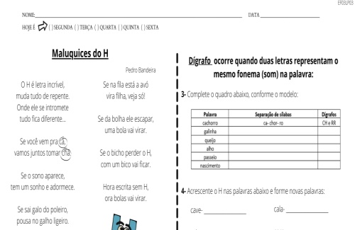 atividade dígrafos